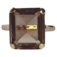 Vintage Smokey Quartz and 9 Carat Gold Cocktail Ring