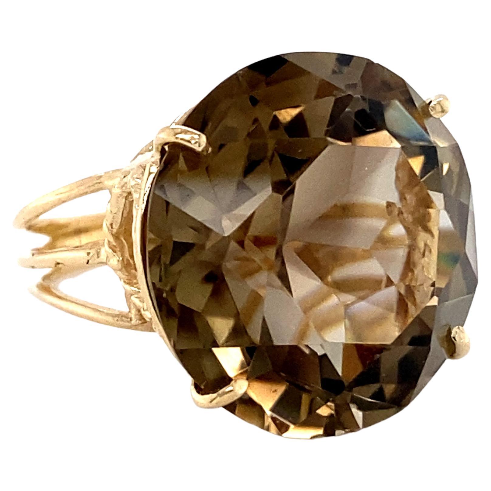 Vintage Smokey Quartz Ring in 14K Yellow Gold