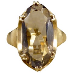 Vintage Smokey Quartz Statement Ring set in 9 Carat Yellow Gold