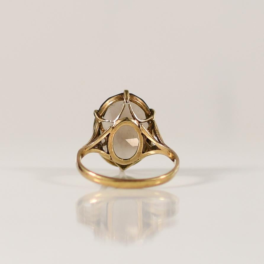 Vintage Smokey Topas Solitär 9K Gold Ring von Charles Lyster & Son in UK 1976, Vintage im Zustand „Gut“ in Addison, TX