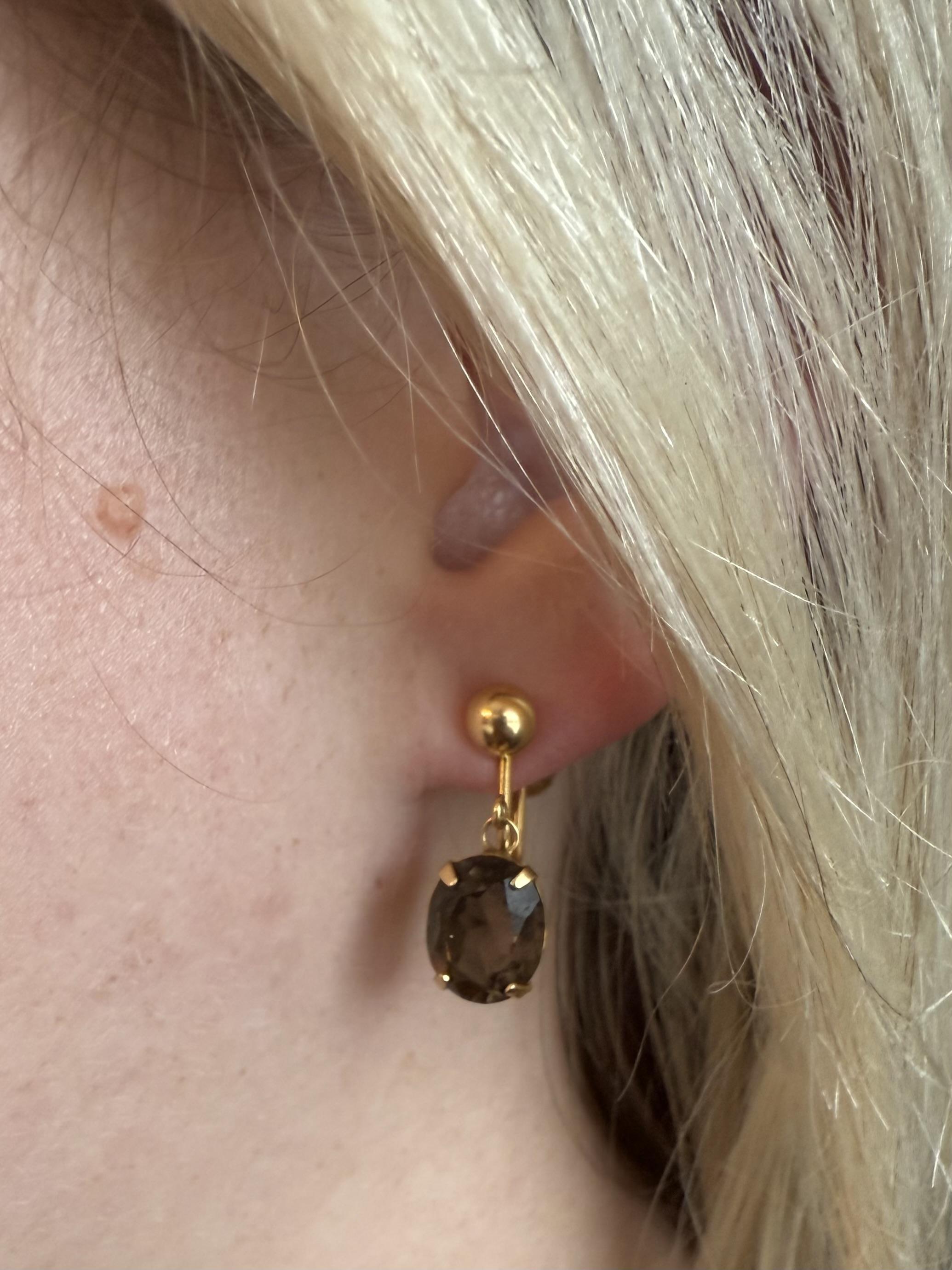 Pendientes Vintage Smoky Quarts Dangle Screw Back Style Retro en venta