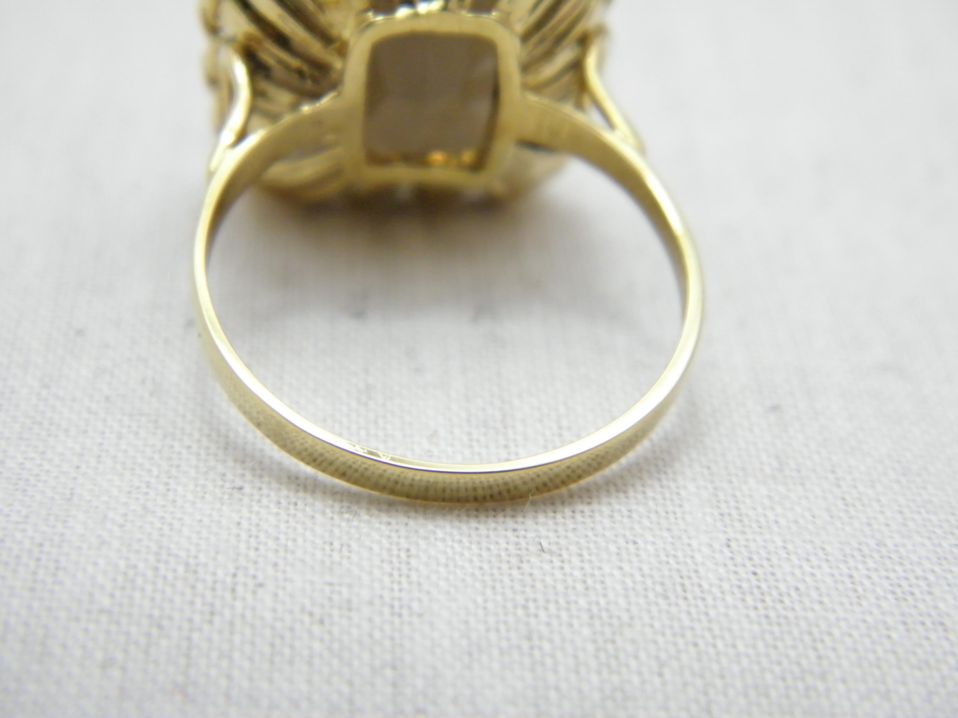 Women's or Men's Vintage Smoky Quartz 18ct Gold Statement Signet Ring Size Q 8.25 750 Purity For Sale