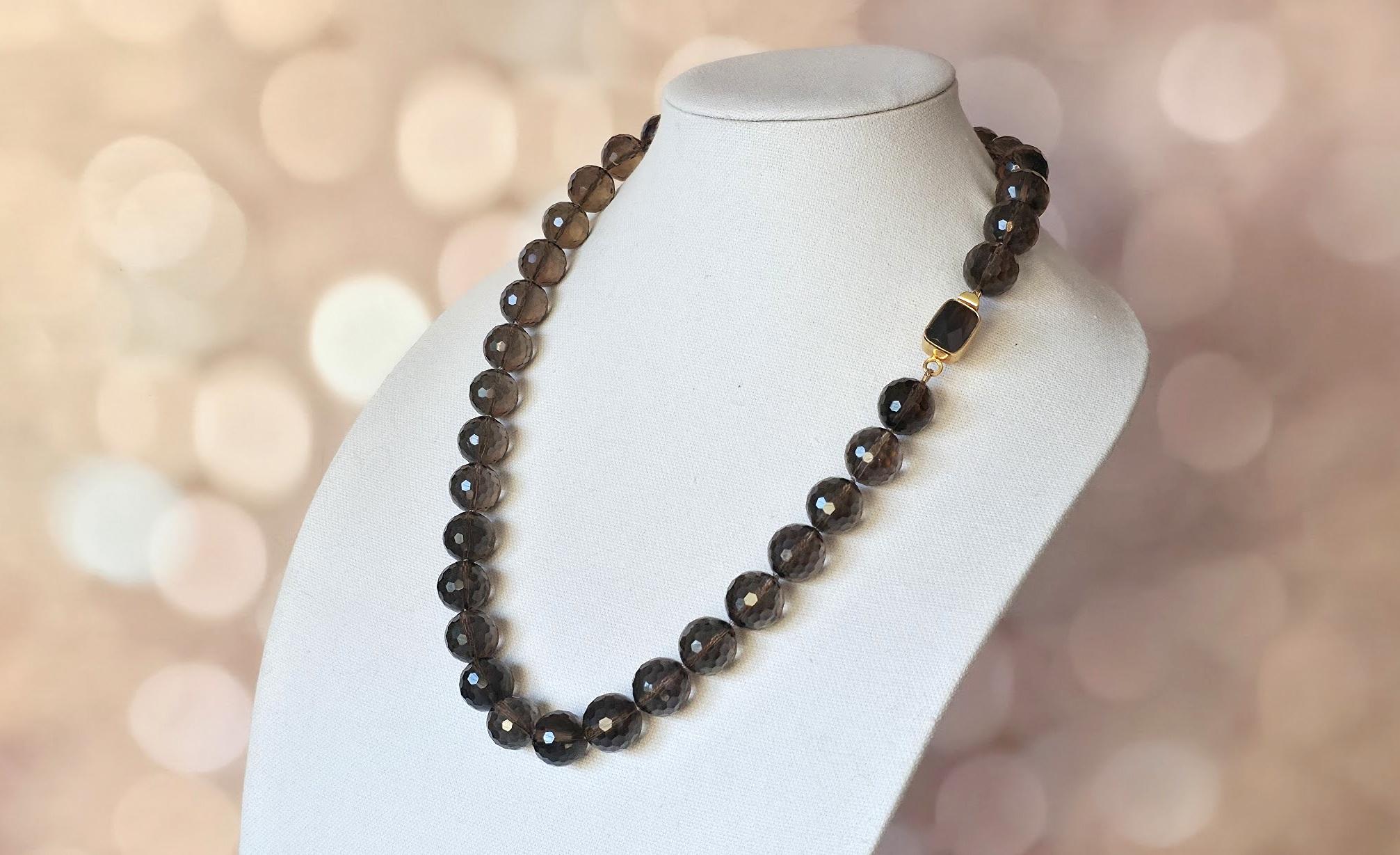 Art Déco Collana vintage in quarzo fumè in vendita