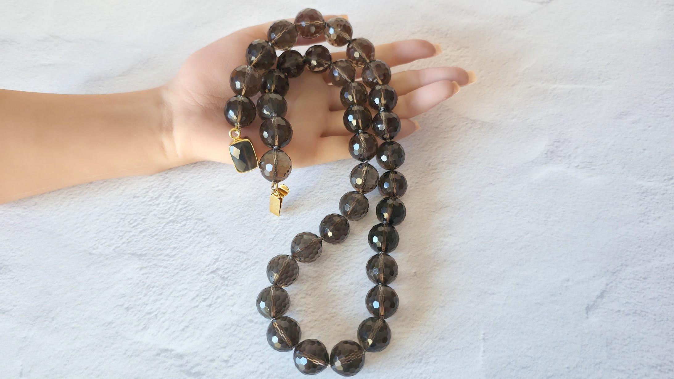 Collana vintage in quarzo fumè in vendita 2
