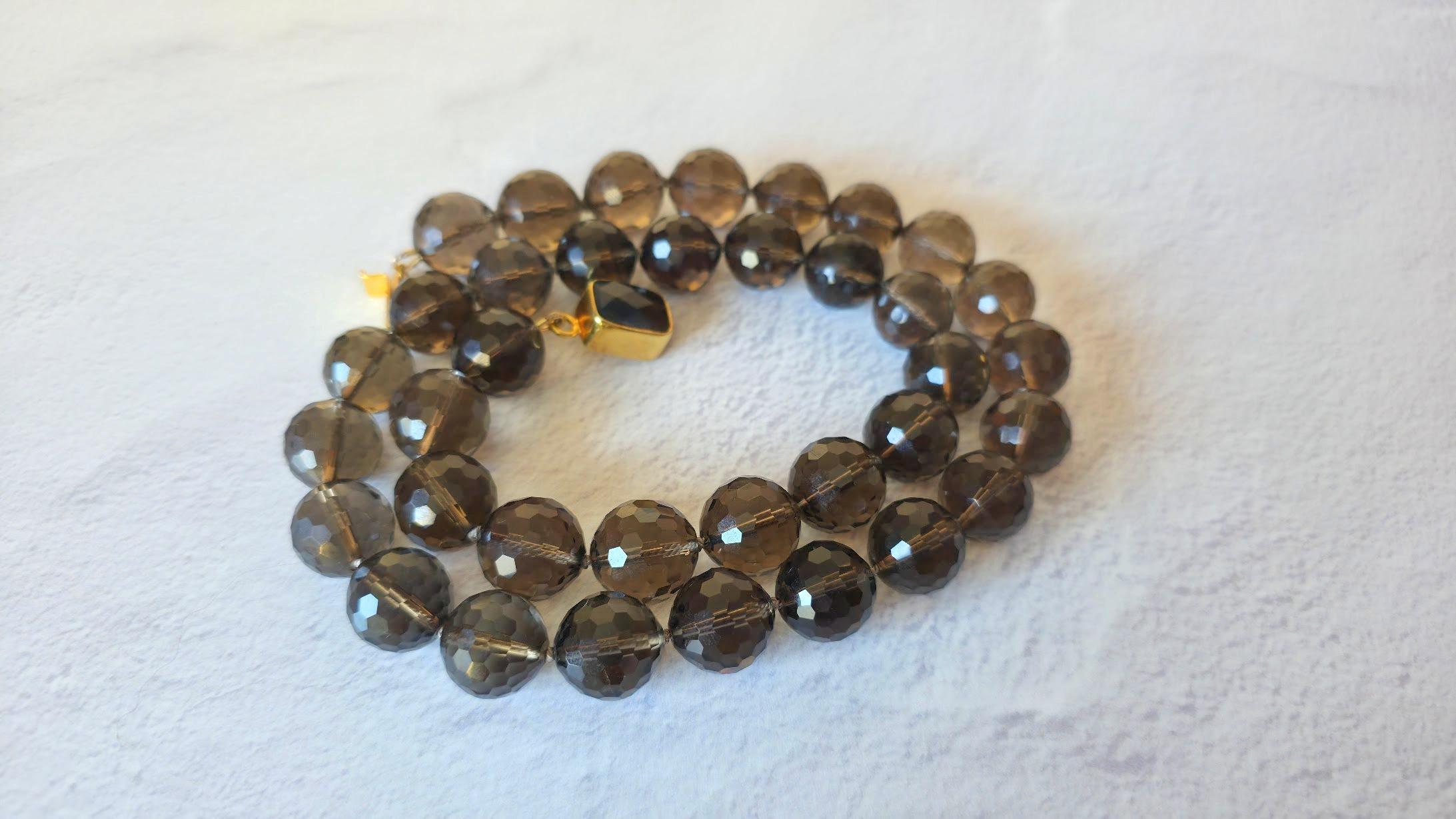 Collana vintage in quarzo fumè in vendita 3