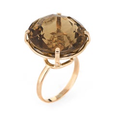 Vintage Rauchquarz Ring 14 Karat Gold Cocktail Ring Estate Pinky Schmuck
