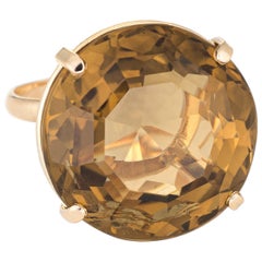 Vintage Smoky Quartz Ring 14 Karat Gold Cocktail Ring Estate Pinky Jewelry