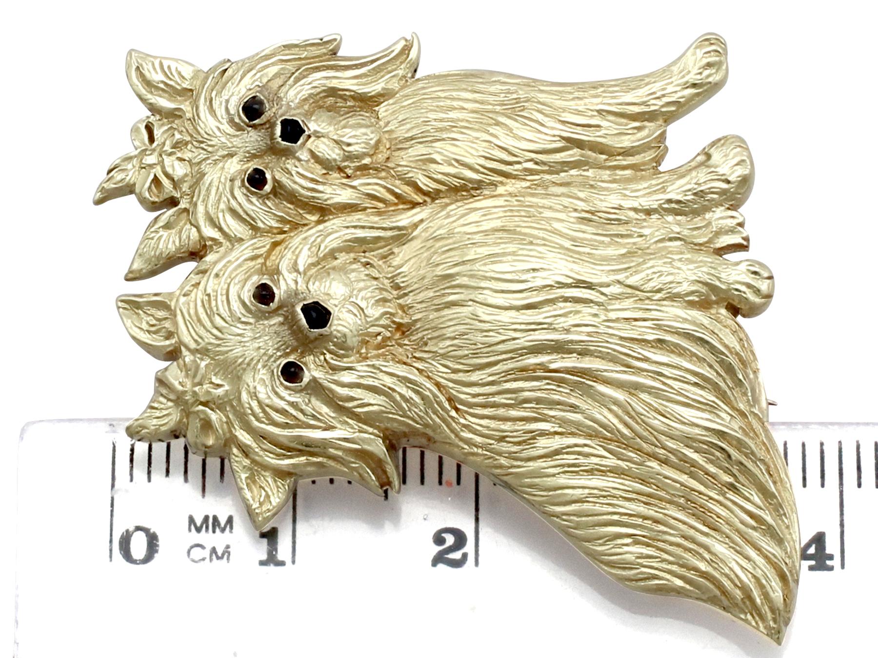 Vintage Smoky Quartz Yellow Gold 'Yorkshire Terrier' Dog Brooch 2