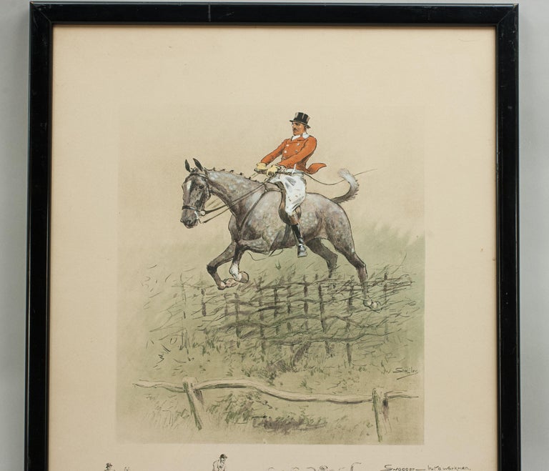 Vintage, Snaffles Fox Hunting Print, Swagger, Signed by the Artist, Charles John For Sale 3