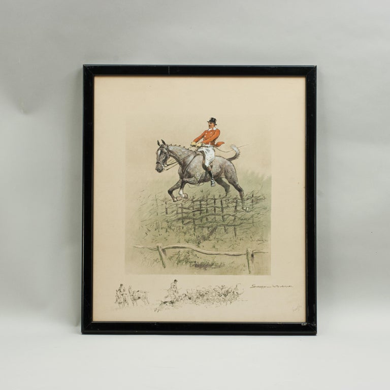 Vintage, Snaffles Fox Hunting Print, Swagger, Signed by the Artist, Charles John In Good Condition For Sale In Oxfordshire, GB