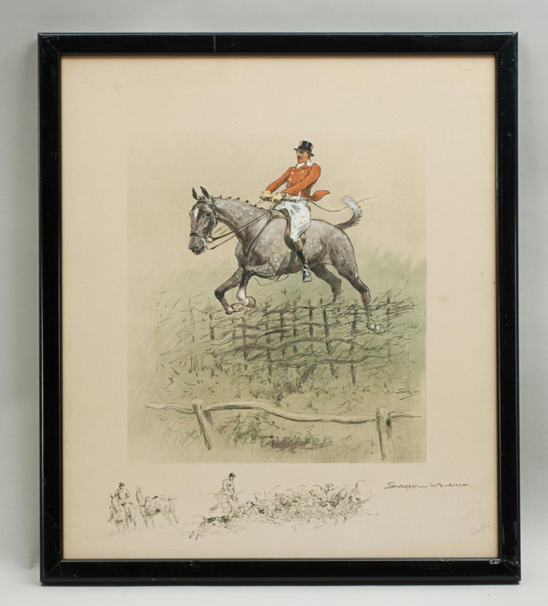 Vintage, Snaffles Fox Hunting Print, Swagger, Signed by the Artist, Charles John For Sale 2