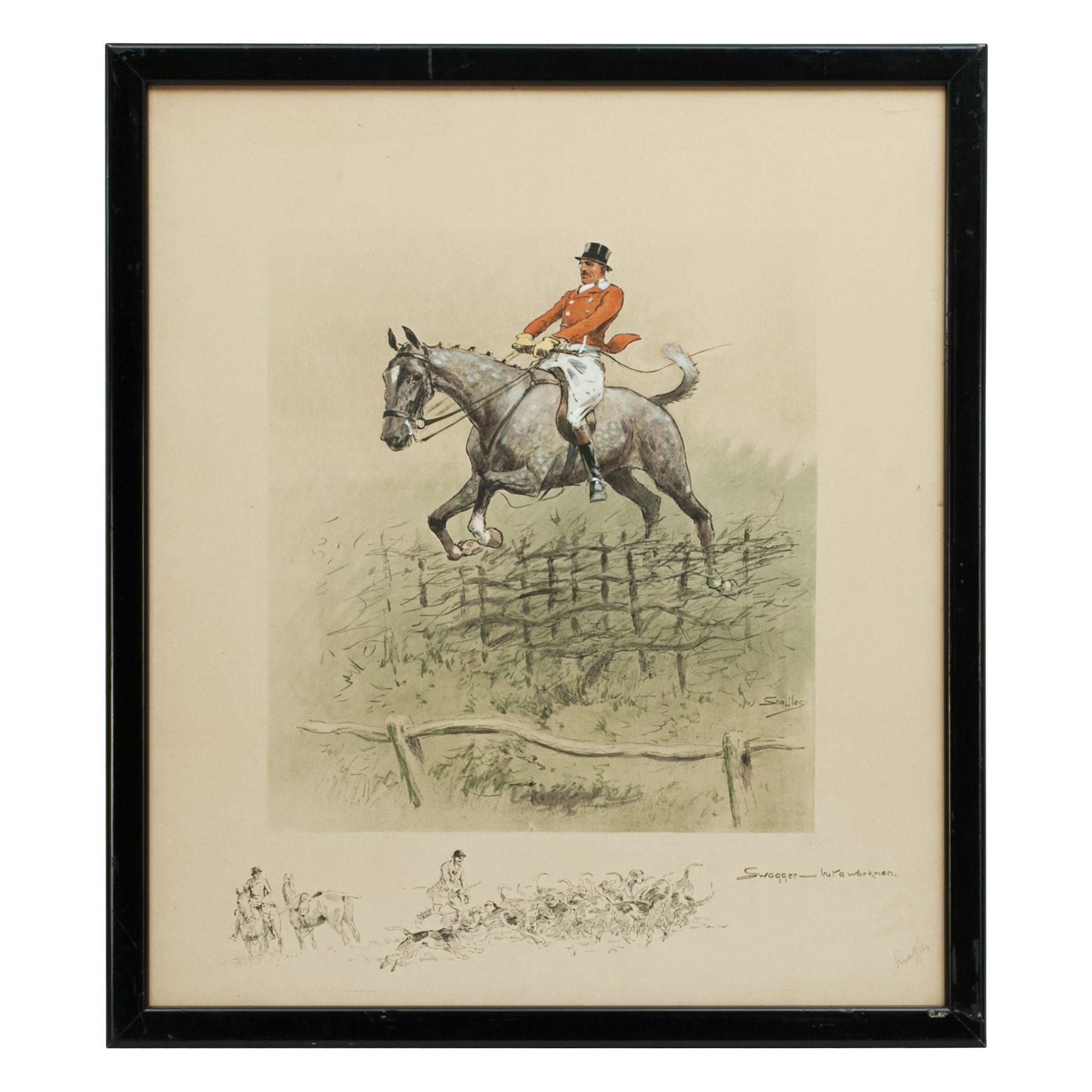 Vintage, Snaffles Fox Hunting Print, Swagger, Signed by the Artist, Charles John