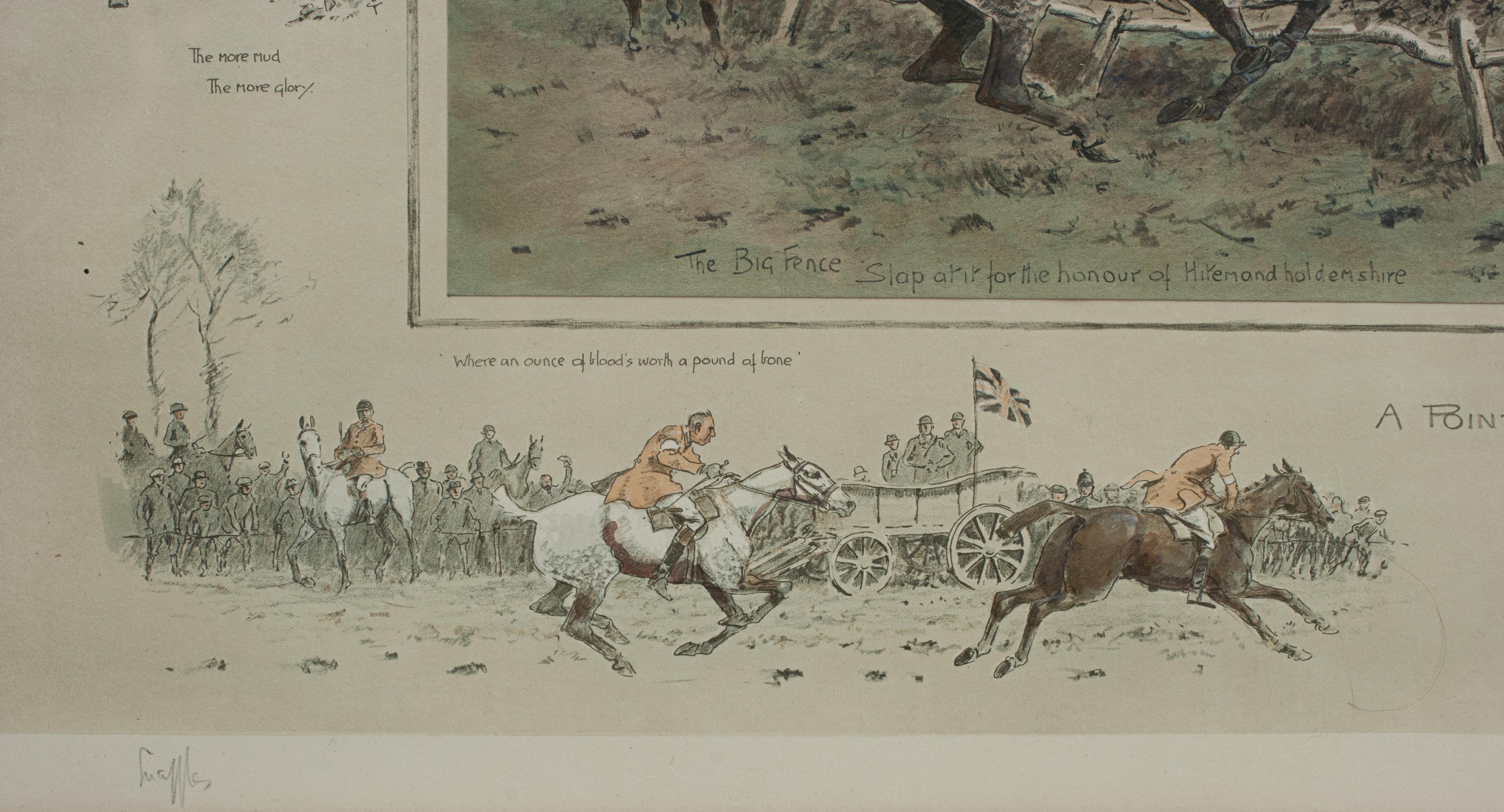 Début du 20ème siècle Impression de course de chevaux vintage Snaffles, A Point To Point Charles Johnson Payne en vente