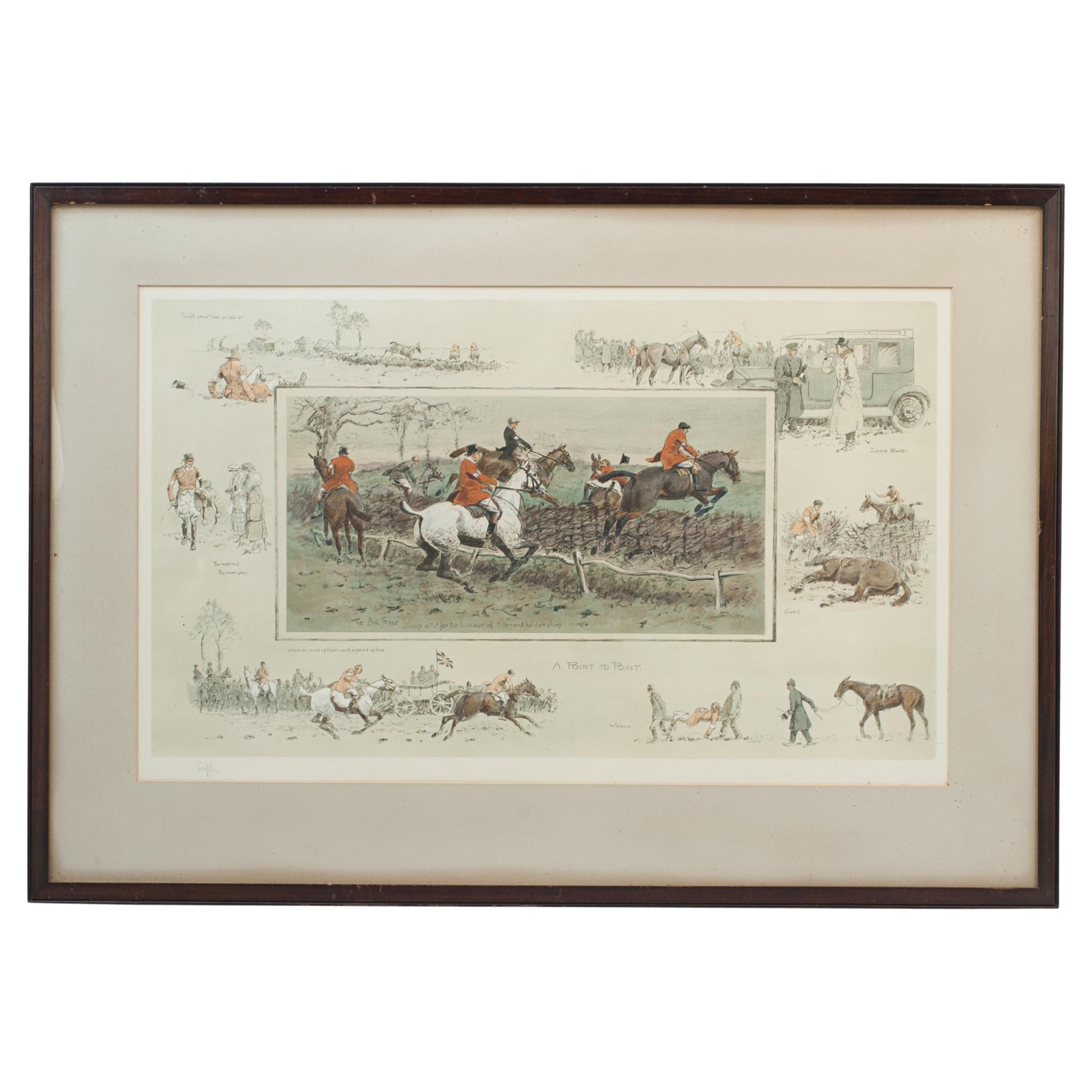 Vintage Snaffles Horse Racing Print, A Point To Point. Charles Johnson Payne.