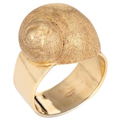 Bague vintage en or jaune 14 carats en forme de coquille d'escargot, Estate Fine Jewelry Sea Life Marine 6