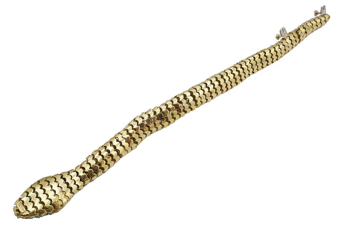 Vintage Snake Bracelet 18k Gold Enamel Jewelry Signed JR 1