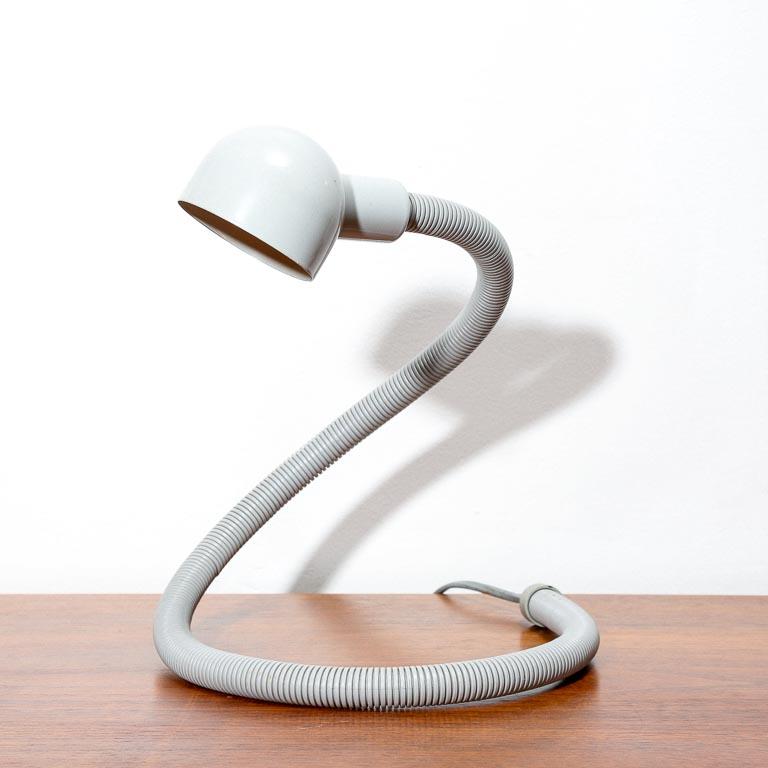 Vintage articulating lamp in the style of Isao Hosoe in white.