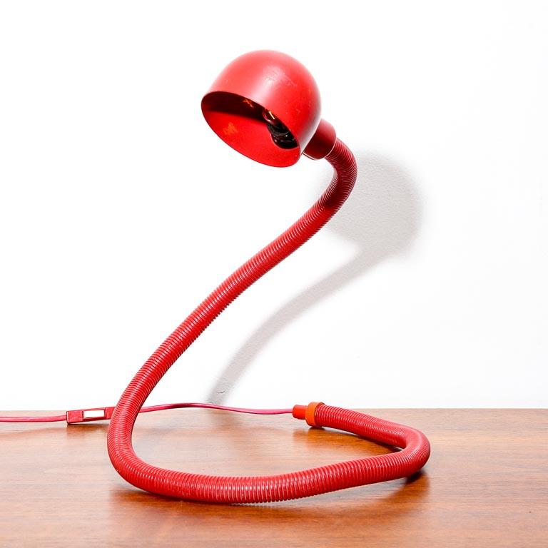 Vintage articulating lamp in the style of Isao Hosoe in red.