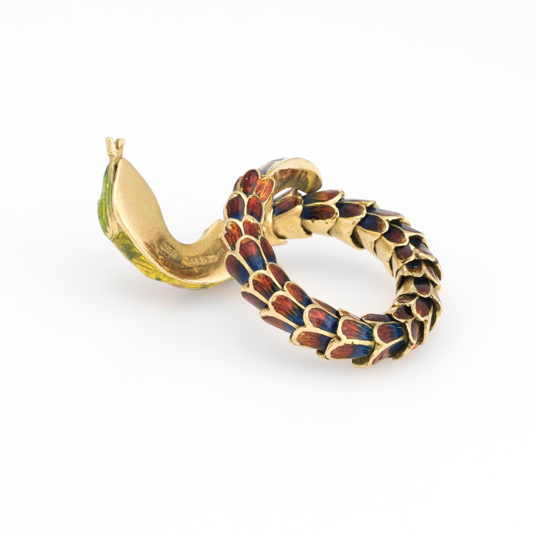 Anillo de serpiente vintage Esmalte de oro de 18 quilates Flexible Escamas Estate Fine Jewelry en venta 1