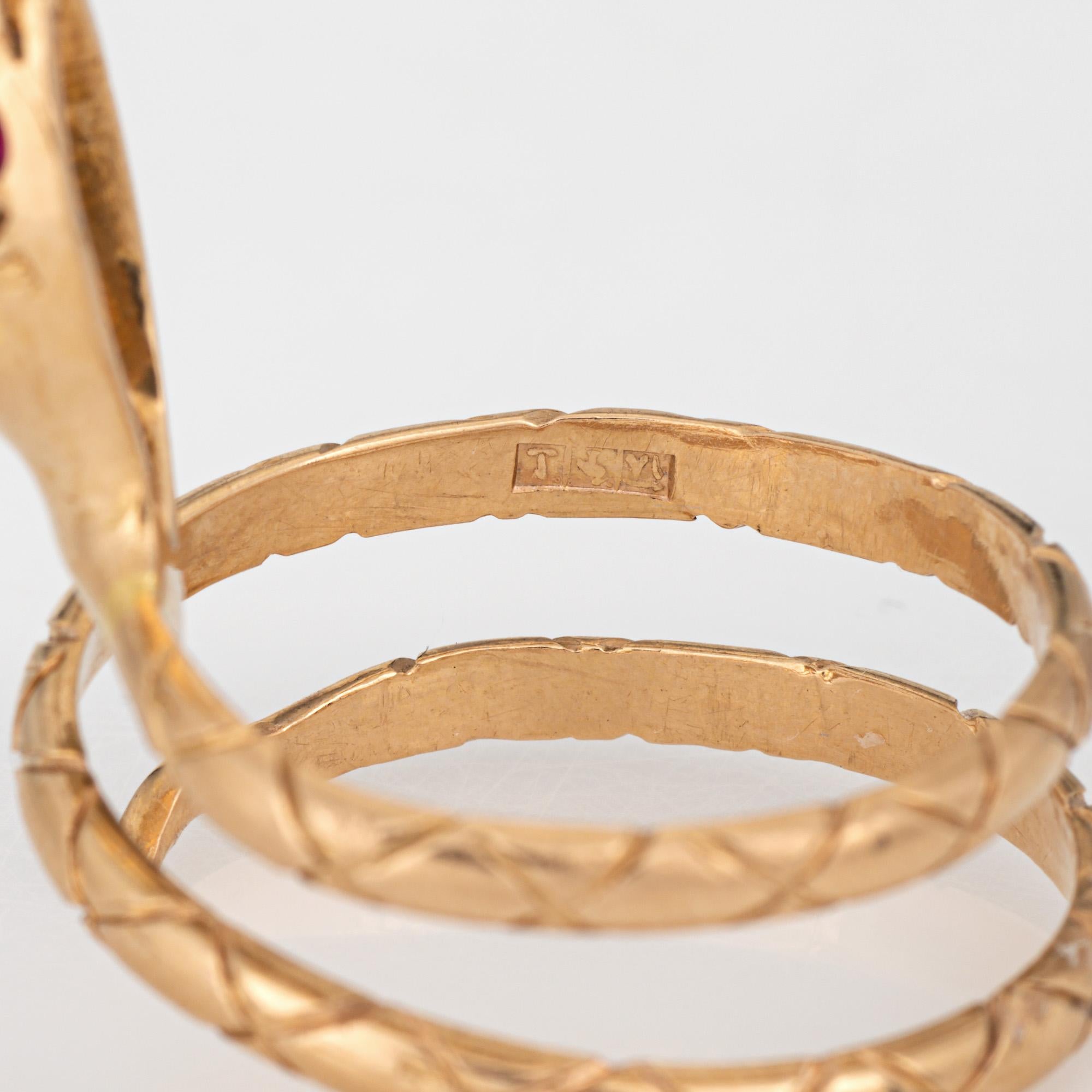 Vintage Snake Ring 18k Yellow Gold Large Coiled Serpent Cocktail Sz 10 Jewelry For Sale 1