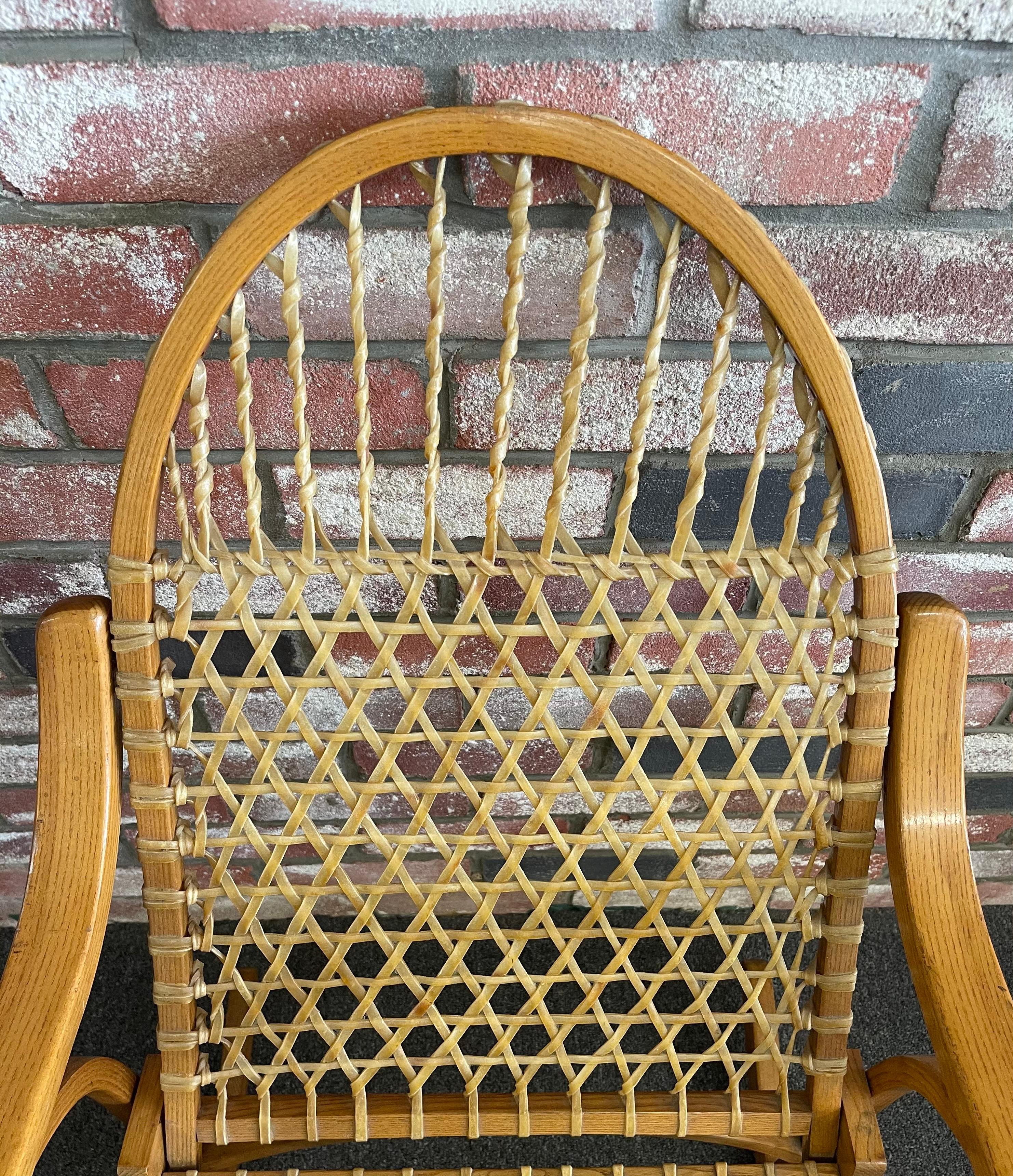 Ash Vintage Snowshoe Oak & Rawhide Rocking Chair by Vermont Tubbsr