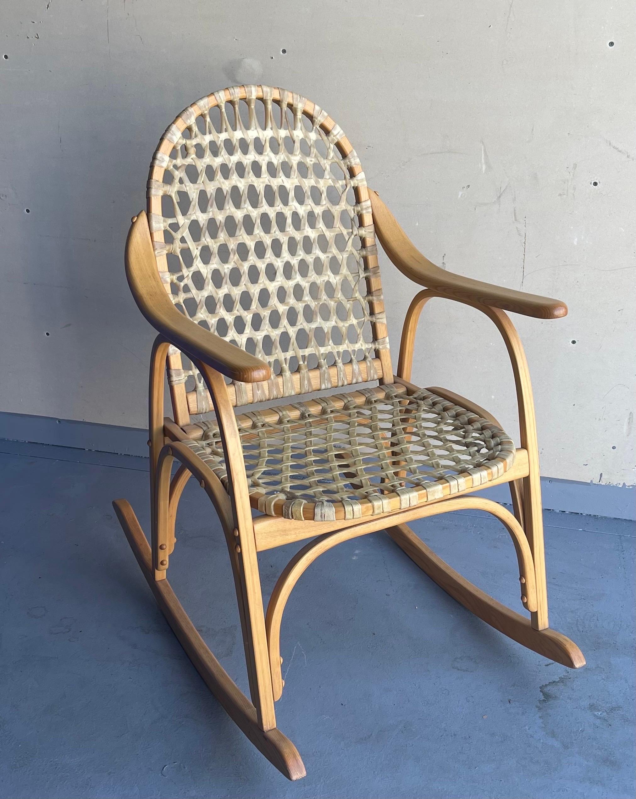 Vintage Snowshoe Rocking Chair by Iverson Snowshoe Co. For Sale 2