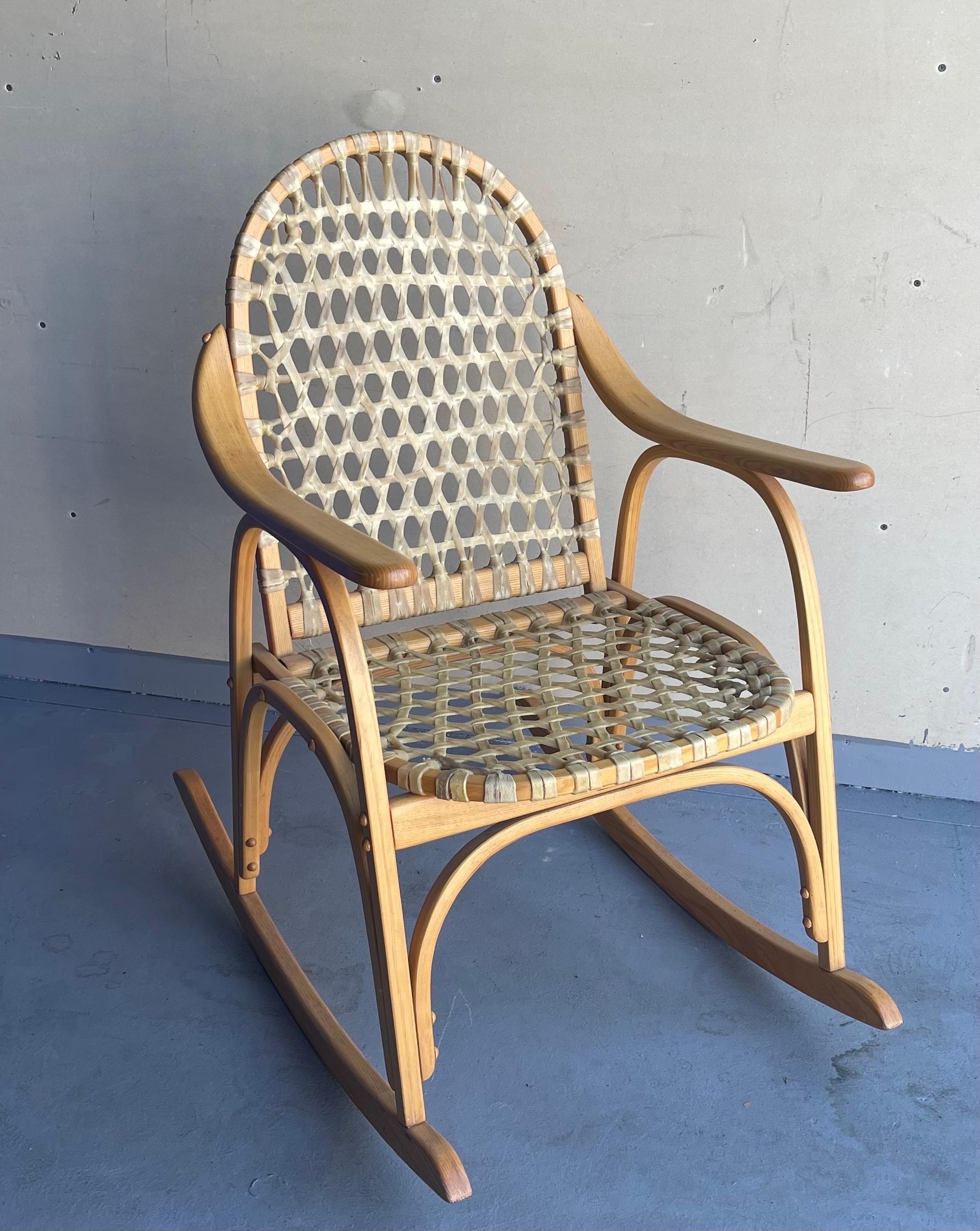 Vintage Snowshoe Rocking Chair by Iverson Snowshoe Co. For Sale 2
