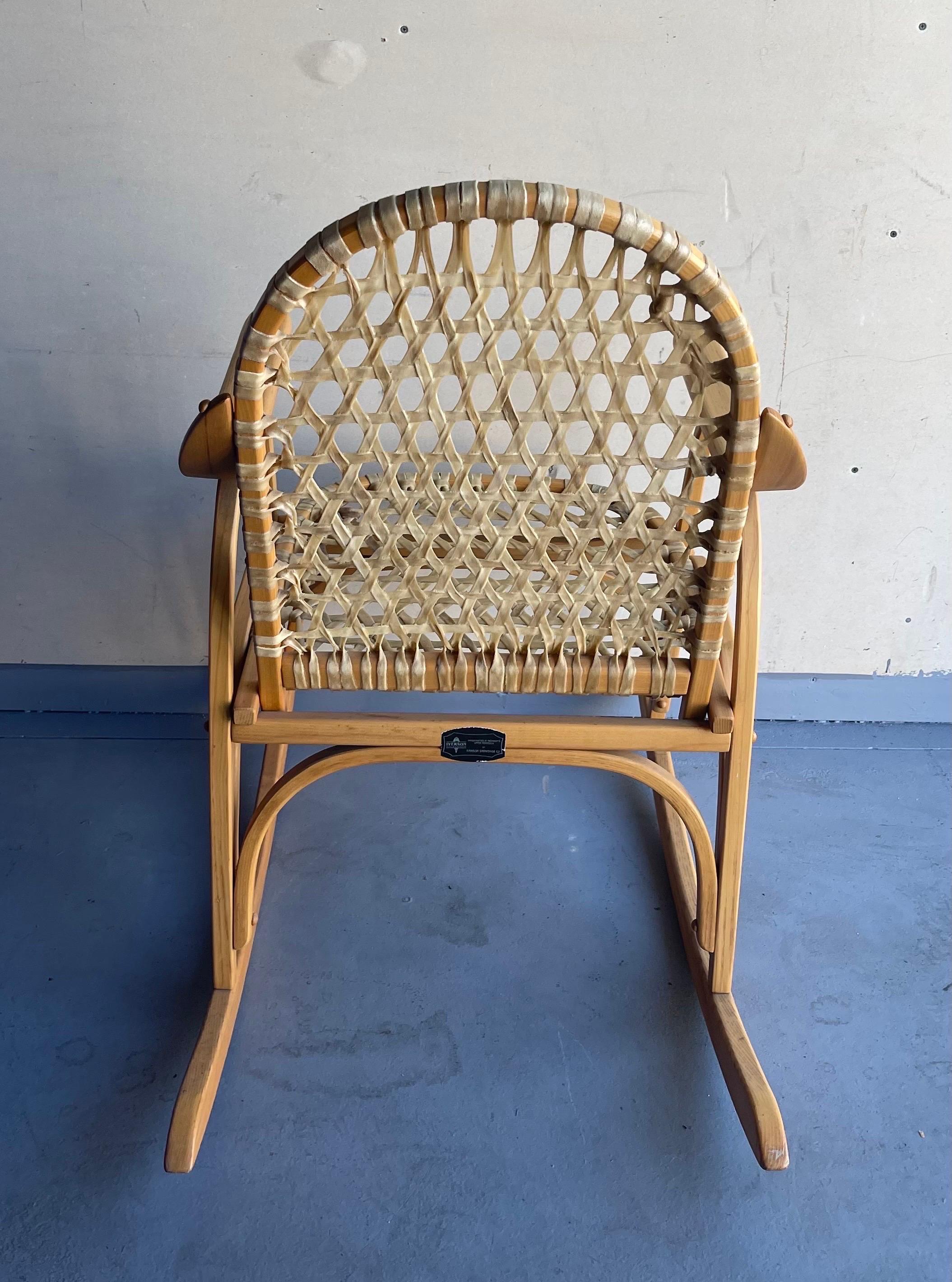 Rustic Vintage Snowshoe Rocking Chair by Iverson Snowshoe Co. For Sale
