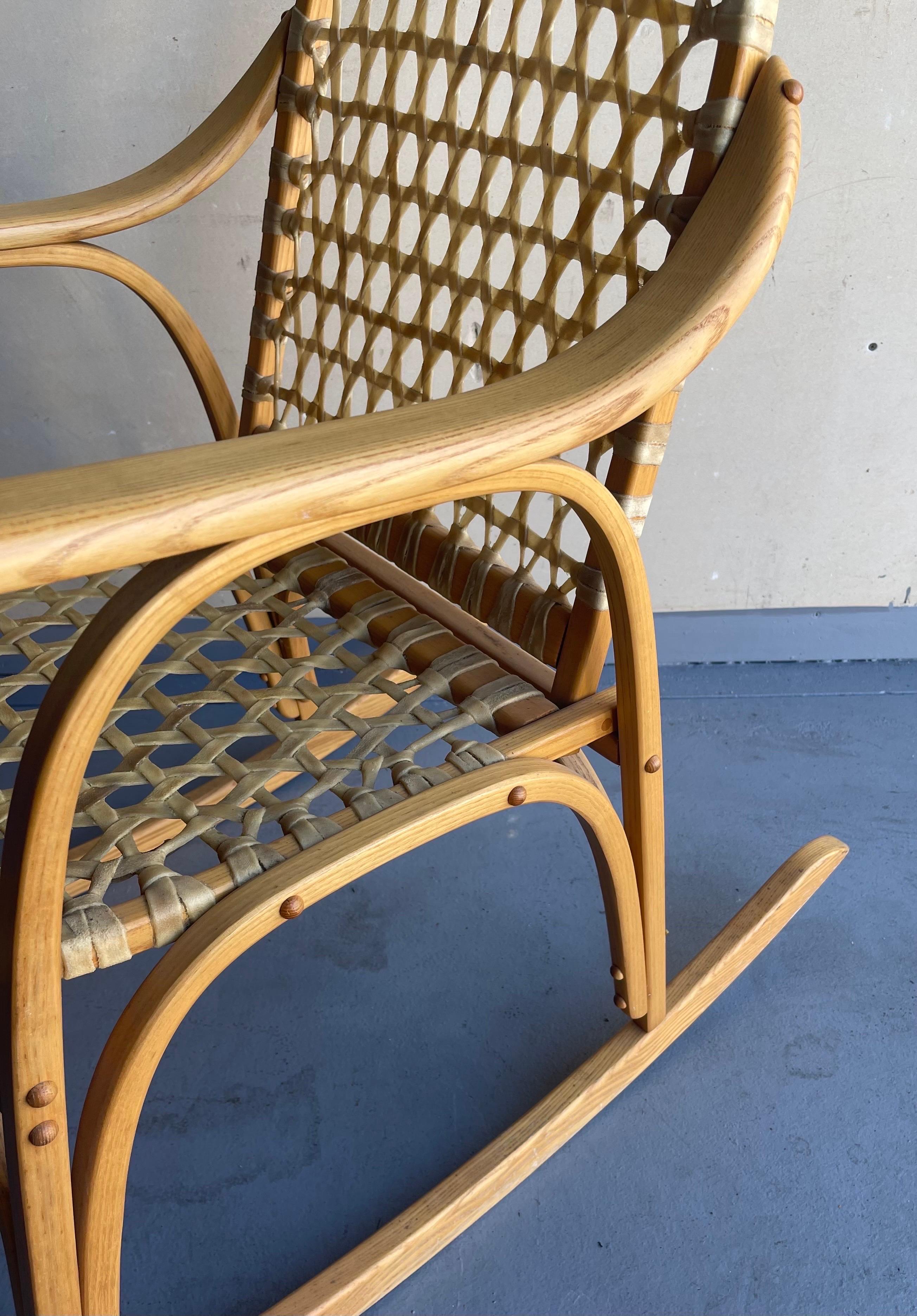 Vintage Snowshoe Rocking Chair by Iverson Snowshoe Co. In Good Condition For Sale In San Diego, CA