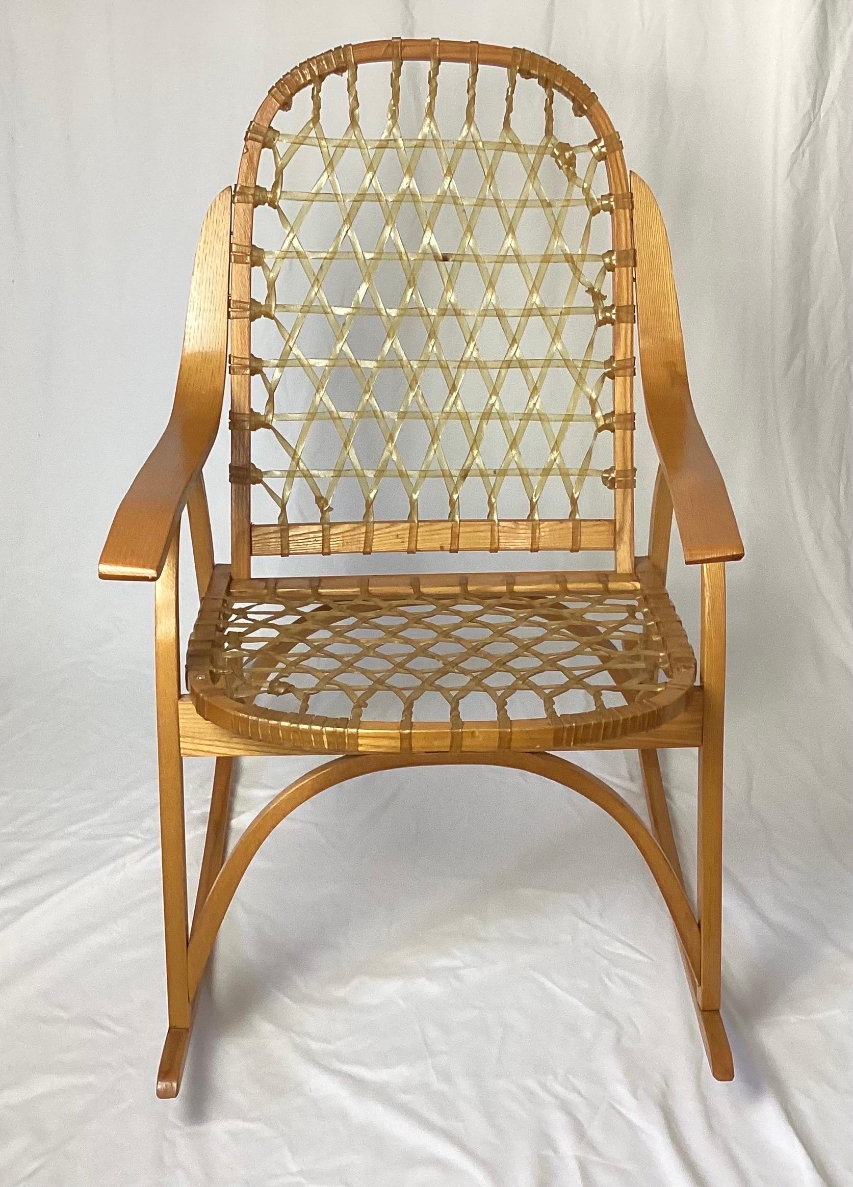 Vintage Snowshoe Rocking Chair by SnoCraft, Norway Maine. Great look for your cabin or mountain home. Excellent condition. Check our other listings for more SnoCraft furniture.