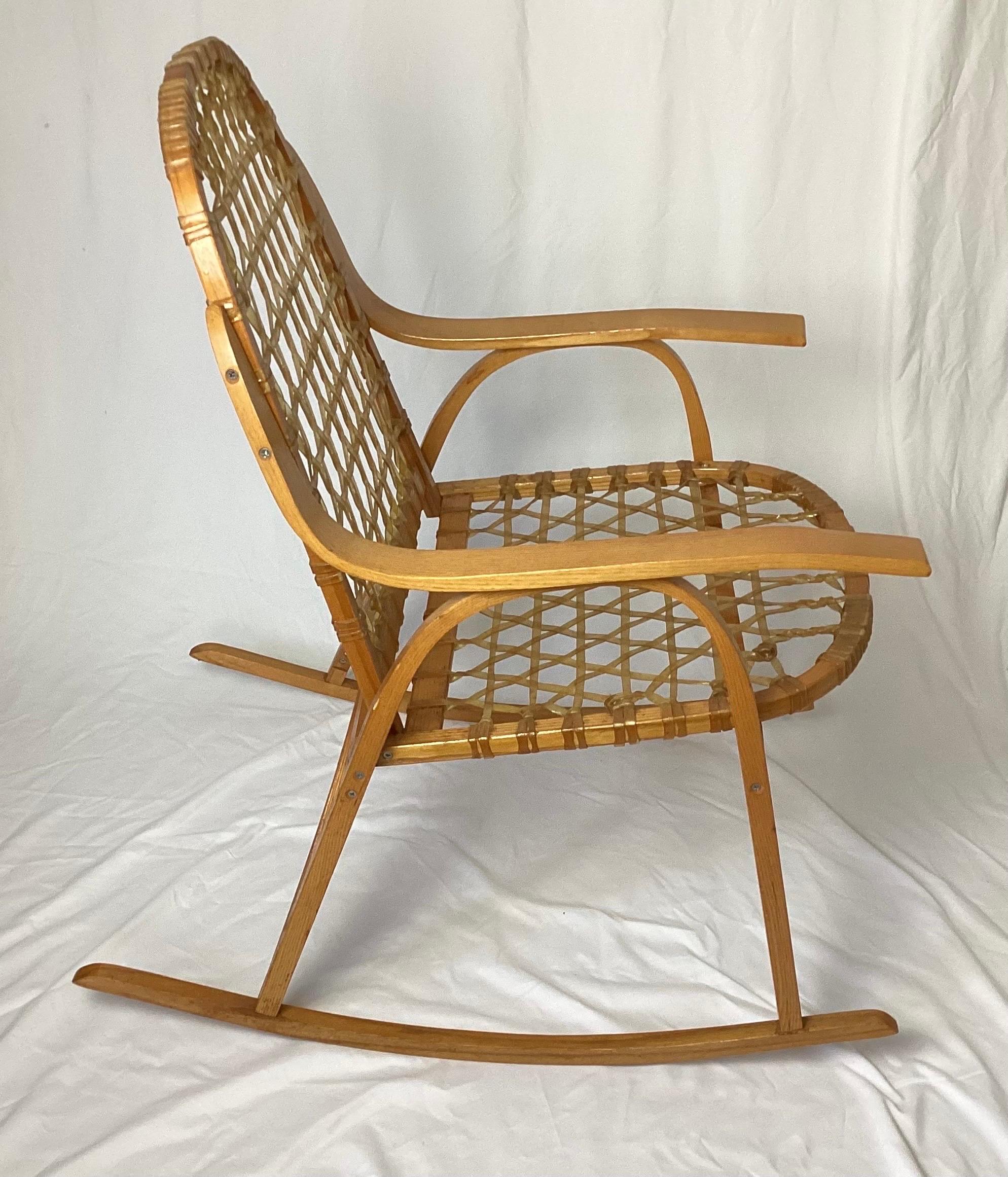 Vintage Snowshoe Rocking Chair by SnoCraft, Norway Maine For Sale 1