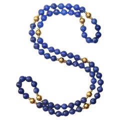 Collier vintage en or et sodalite