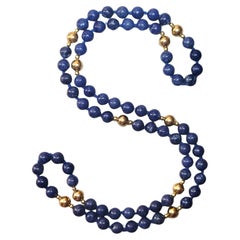 Vintage Sodalite Gold Necklace