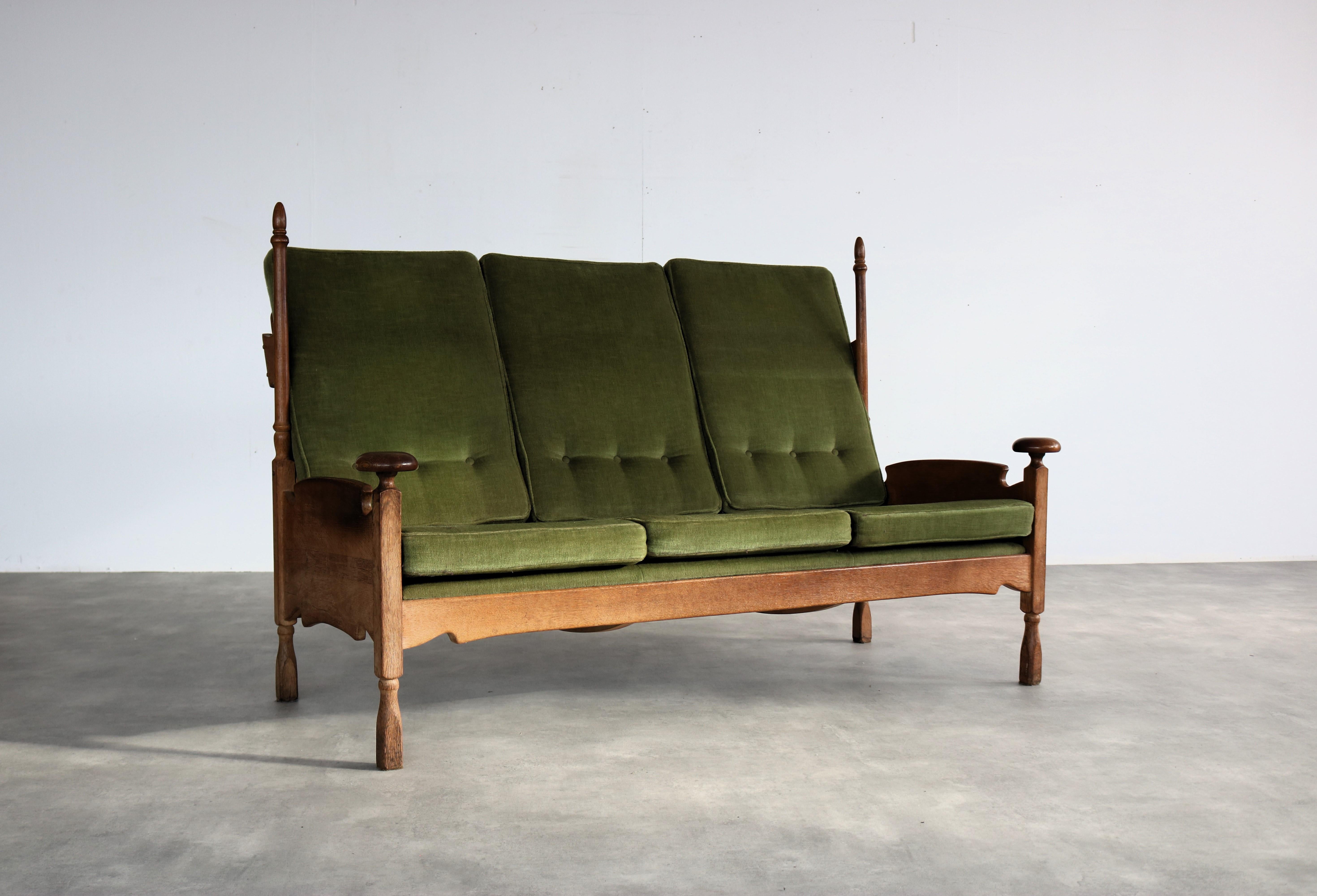 vintage sofa  bank  brutalist  1950s  Sweden

period  1950s
design  unknown  Sweden
condition  good  light signs of use
size  110 x 175 x 90 (hxwxd) seat height 45 cm;

details  oak; textile;

article number  2198