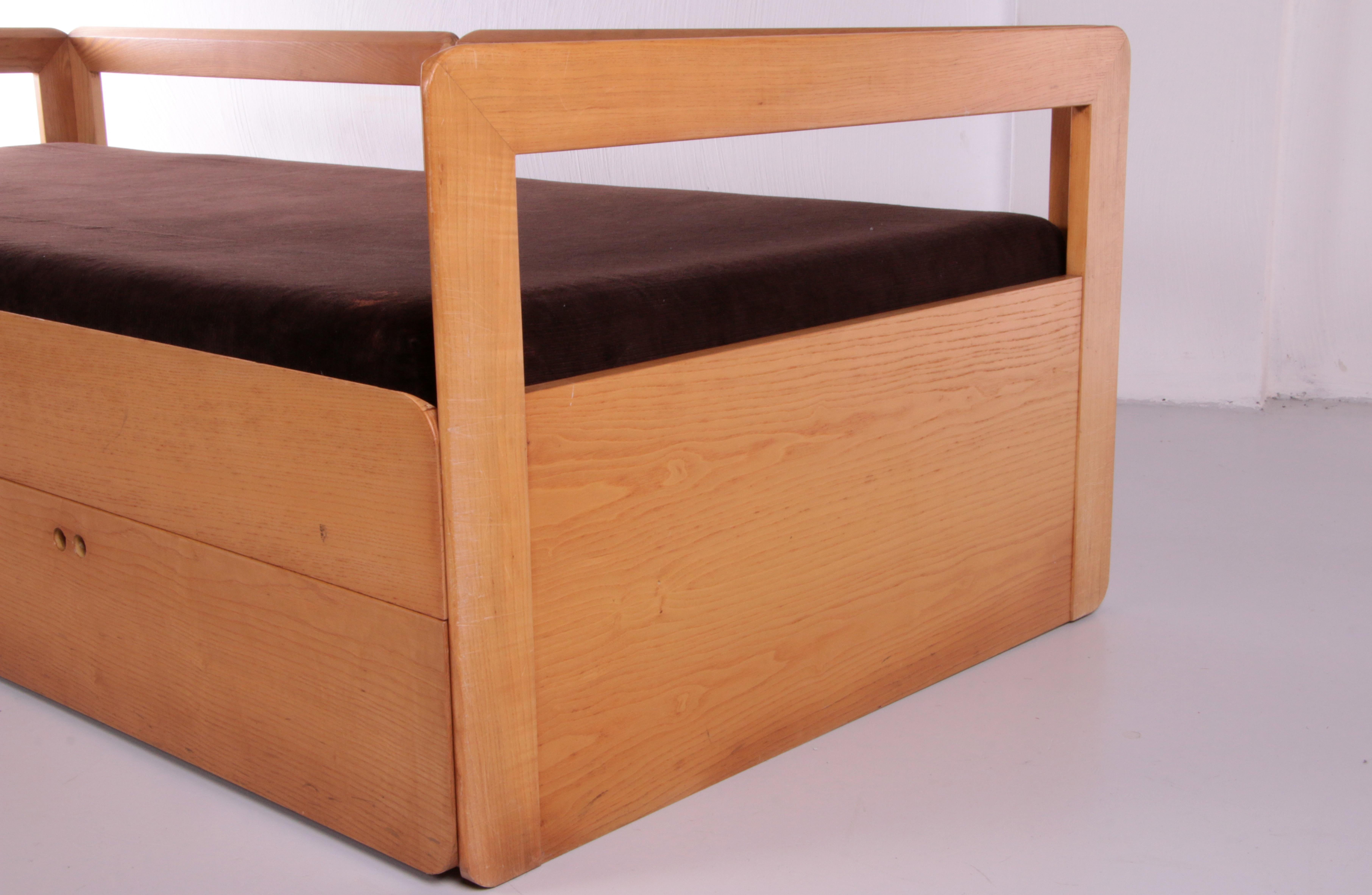 Beech Vintage Sofa Bed Derk-jan Devries 1980s, Italy For Sale