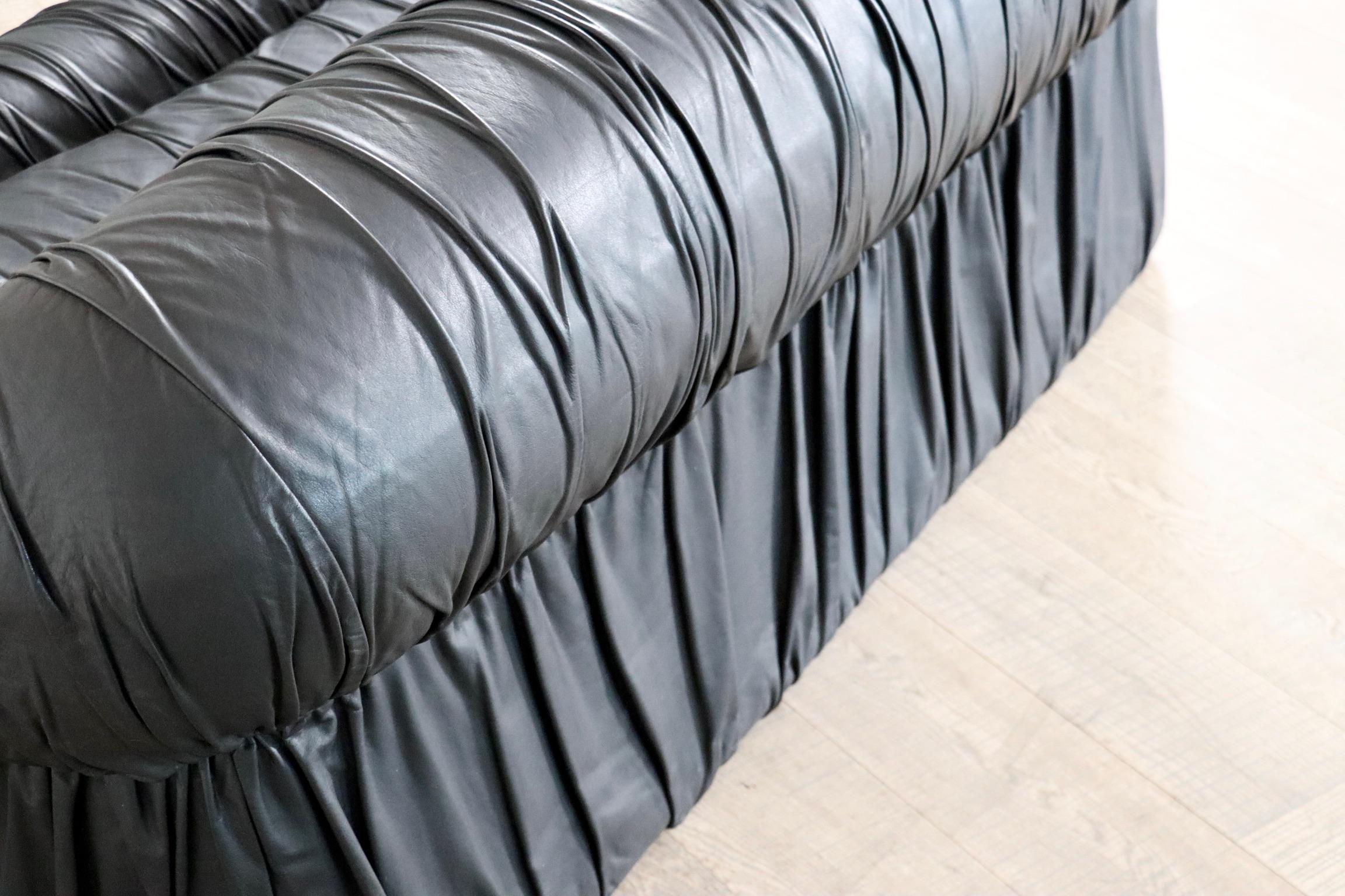 Vintage Sofa By De Pas D’Urbino & Lomazzi In Black Leather For Dall’Oca, 1970s For Sale 6