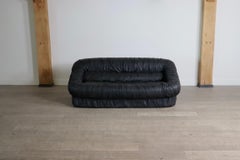 Vintage-Sofa von De Pas D'Urbino & Lomazzi aus schwarzem Leder für Dall'Oca, 1970er Jahre