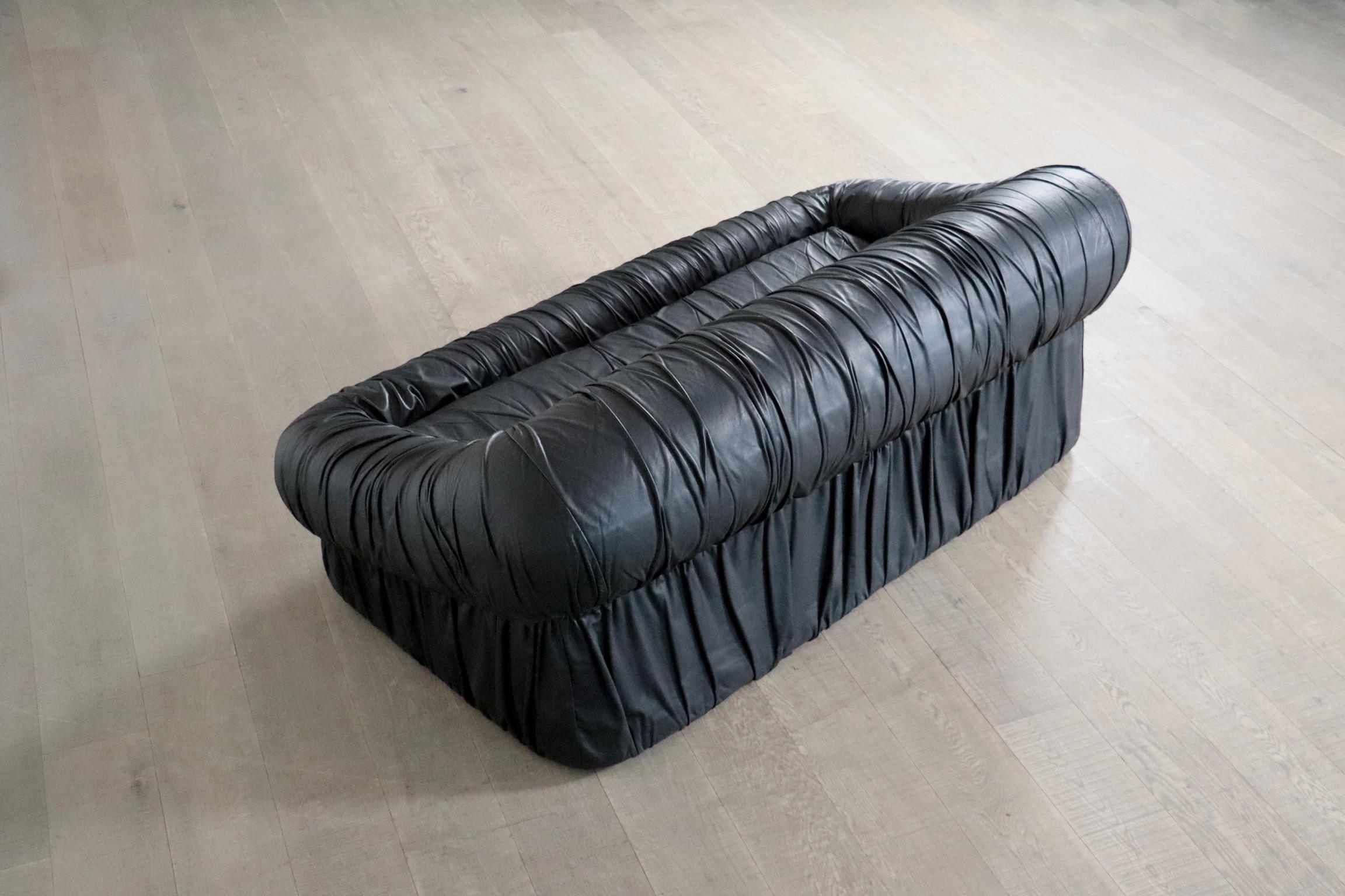 Vintage Sofa By De Pas D’Urbino & Lomazzi In Black Leather For Dall’Oca, 1970s For Sale 5
