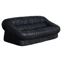 Vintage Sofa By De Pas D’Urbino & Lomazzi In Black Leather For Dall’Oca, 1970s
