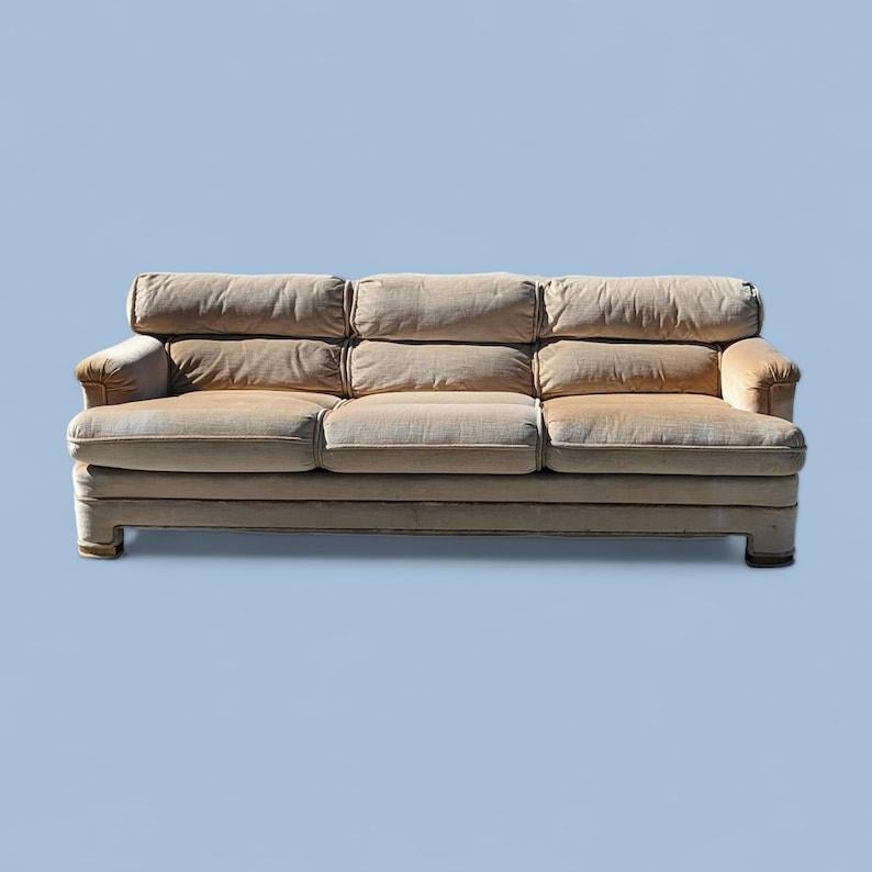 Mid-Century Modern Vintage Sofa by Drexel Heritage, Postmodern, 80s, Velvet, Hollywood Regency For Sale