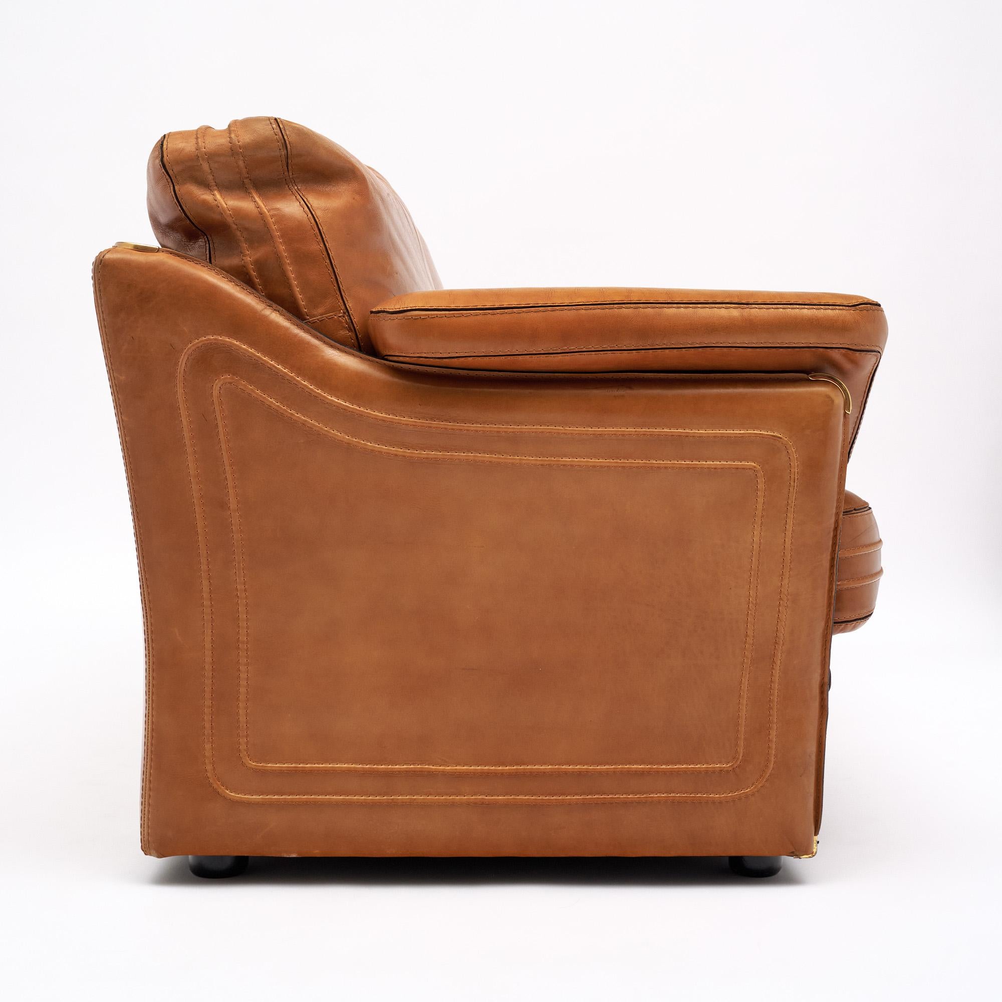 Leather Vintage Sofa by Roche Bobois For Sale