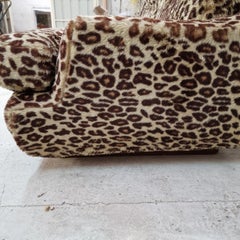 Vintage Sofa Composed of 3 Modules in Leopard Fabric