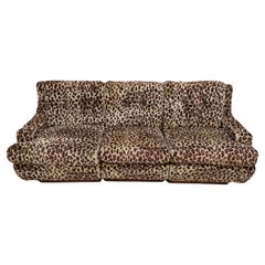 Vintage Sofa Composed of 3 Modules in Leopard Fabric