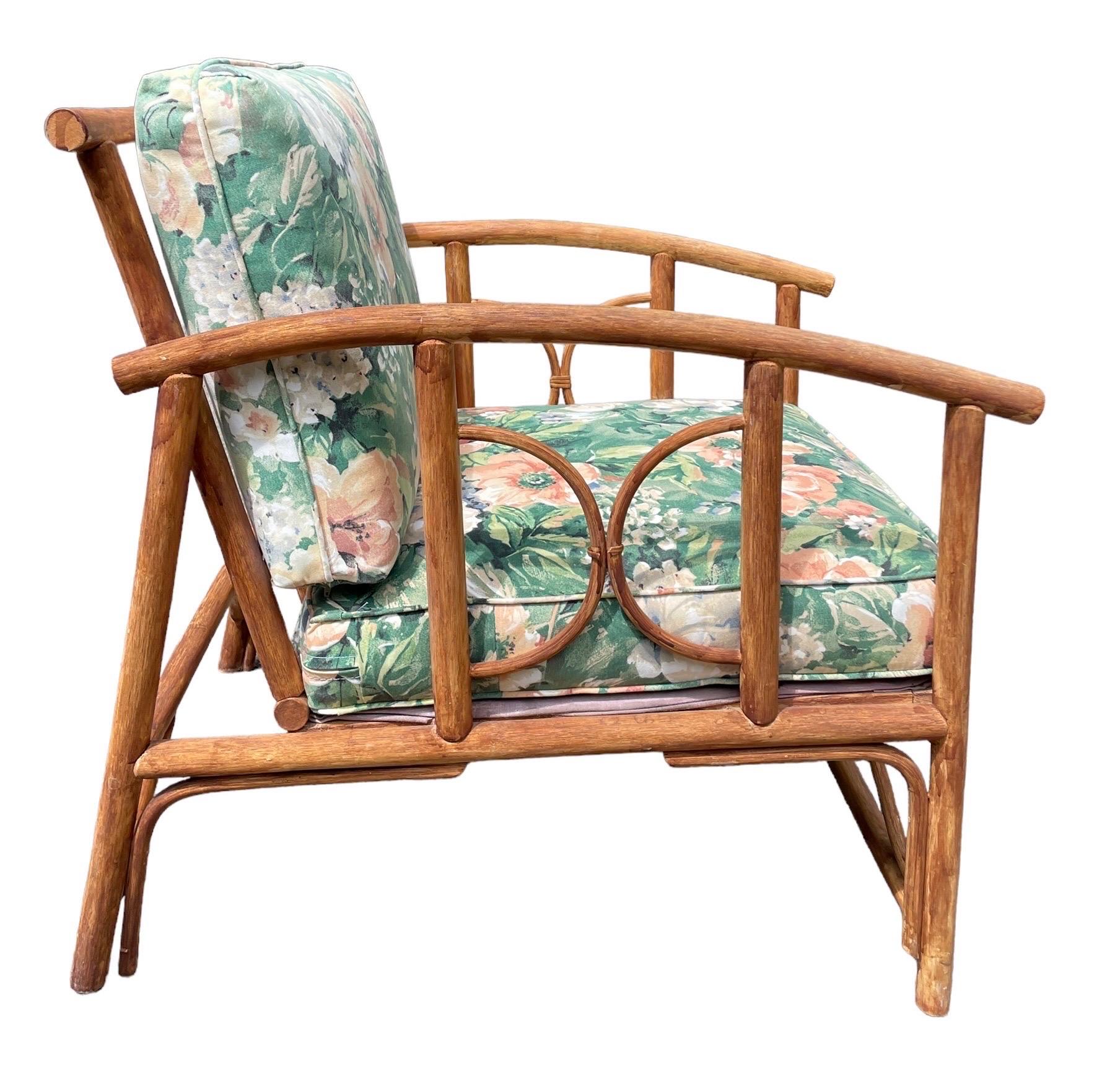 Vintage Sofa Ficks Reed Style Terrassenmöbel Rattan Vintage Sofa Palm Beach im Zustand „Gut“ im Angebot in Rochester, NY