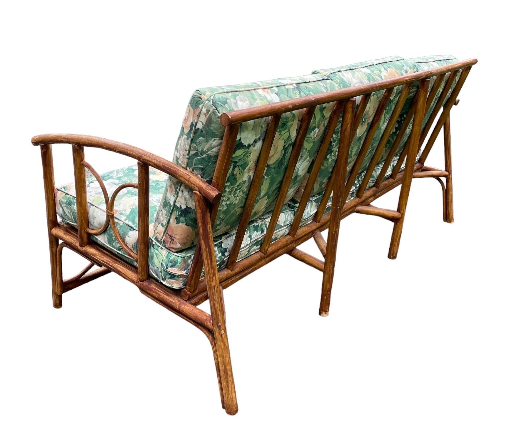 Vintage Sofa Ficks Reed Style Terrassenmöbel Rattan Vintage Sofa Palm Beach im Angebot 2