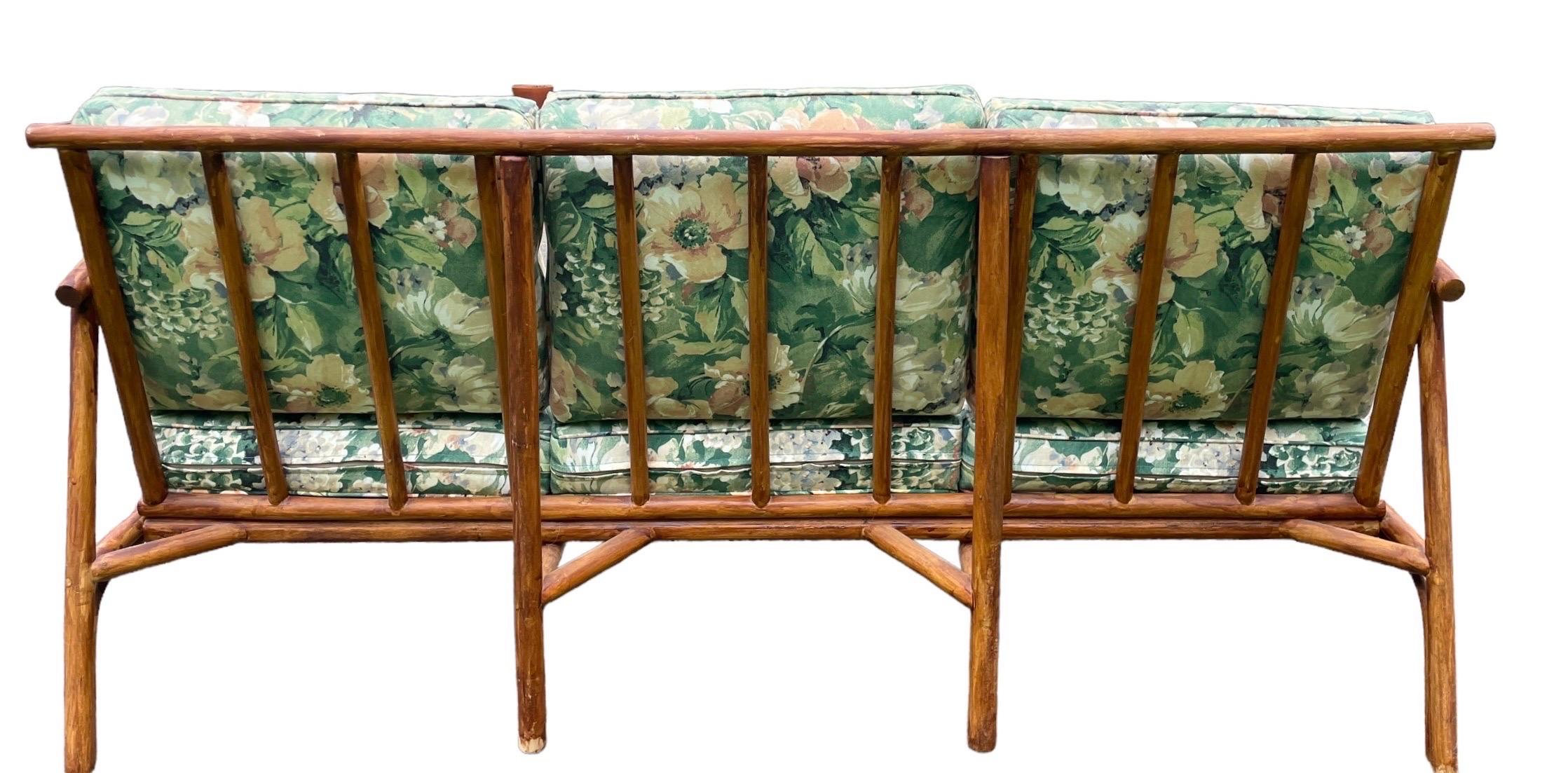 Vintage Sofa Ficks Reed Style Terrassenmöbel Rattan Vintage Sofa Palm Beach im Angebot 3