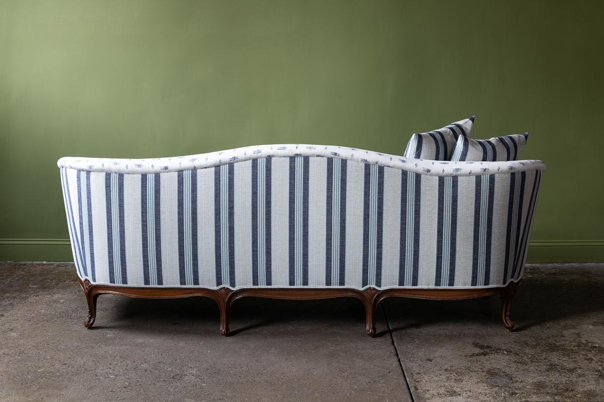 Vintage Sofa in Blue and White Upholstery For Sale 1