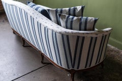 Vintage Sofa in Blue and White Upholstery