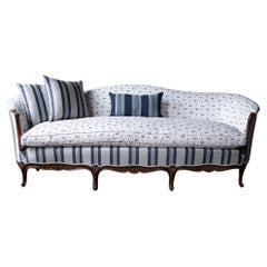 Vintage Sofa in Blue and White Upholstery
