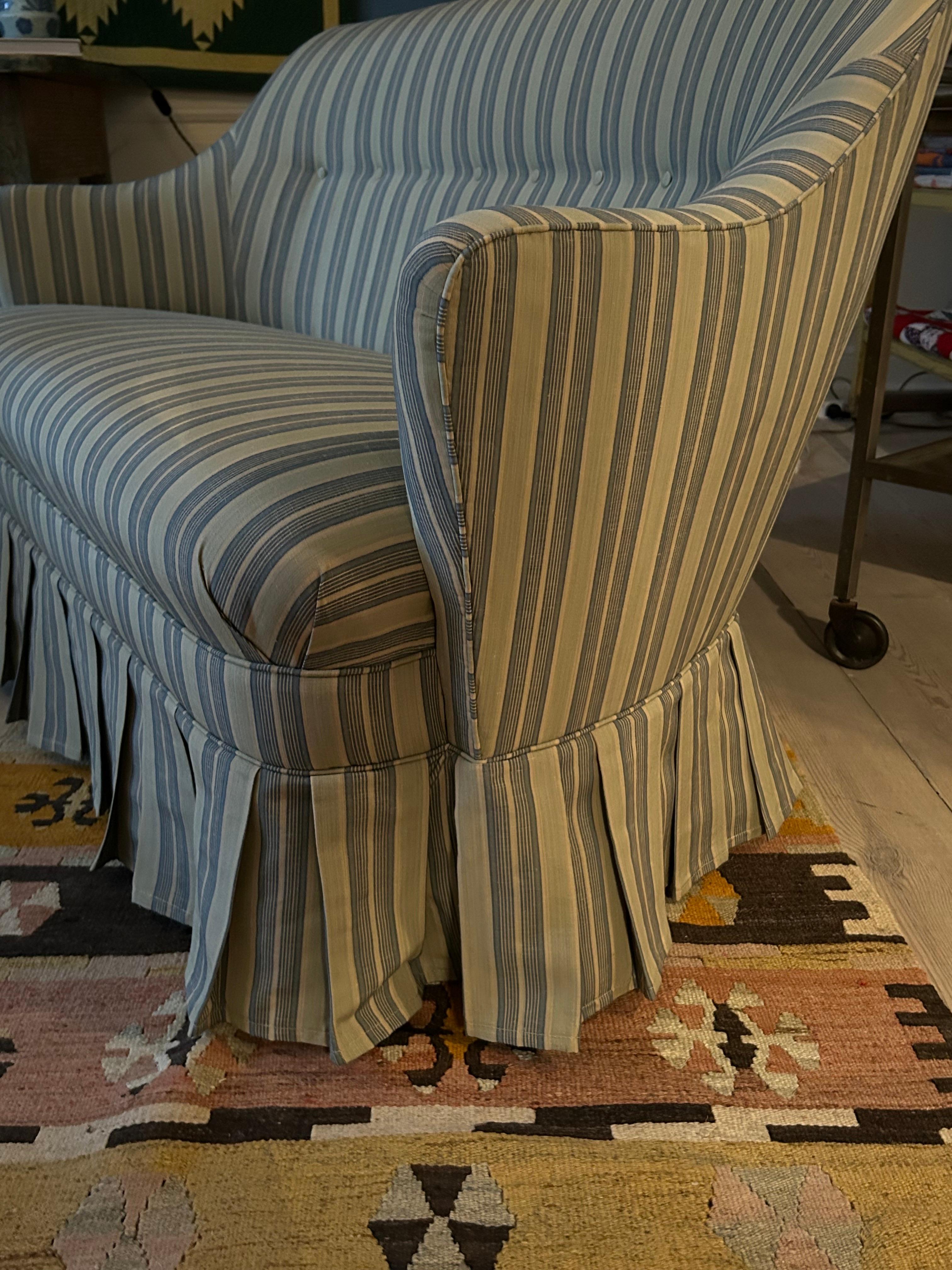 Mid-20th Century Vintage Sofa in Customized Striped Upholstery by the Apartment, Sweden, 1950 For Sale